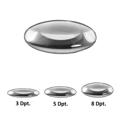 Krystalicznie przejrzysta lub standardowa szklana soczewka Lumeno w 3, 5 lub 8 dioptriach o średnicy 127 mm